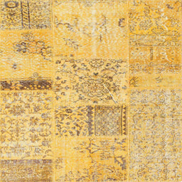 Sideview of Machine Washable Contemporary Yellow Rug, wshcon1163