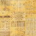 Square Contemporary Yellow Patchwork Rug, con1163