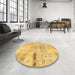 Round Machine Washable Contemporary Yellow Rug in a Office, wshcon1163