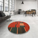 Round Contemporary Saddle Brown Modern Rug in a Office, con1164