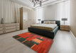 Contemporary Saddle Brown Modern Rug in a Bedroom, con1164