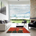 Square Contemporary Saddle Brown Modern Rug in a Living Room, con1164