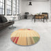 Round Contemporary Sand Brown Modern Rug in a Office, con1165