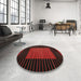 Round Machine Washable Contemporary Charcoal Black Rug in a Office, wshcon1166