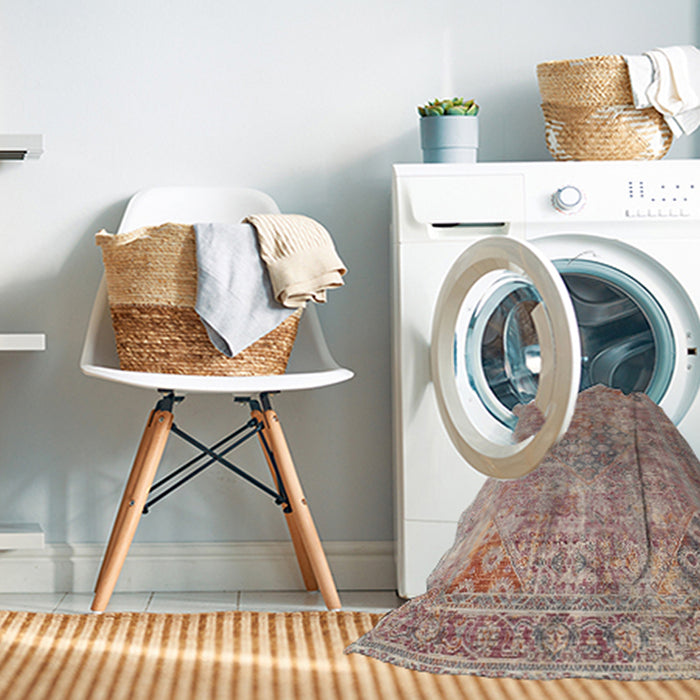 Machine Washable Contemporary Orange Salmon Pink Rug in a Washing Machine, wshcon1169