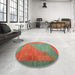 Round Machine Washable Contemporary Green Rug in a Office, wshcon1172