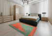 Contemporary Green Modern Rug in a Bedroom, con1172