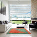 Square Machine Washable Contemporary Green Rug in a Living Room, wshcon1172