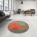 Round Contemporary Green Modern Rug in a Office, con1172