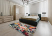 Machine Washable Contemporary Sepia Brown Rug in a Bedroom, wshcon1173