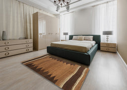 Contemporary Red Brown Modern Rug in a Bedroom, con1174