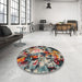 Round Machine Washable Contemporary Sepia Brown Rug in a Office, wshcon1176