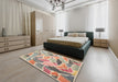 Contemporary Deep Peach Orange Modern Rug in a Bedroom, con1177