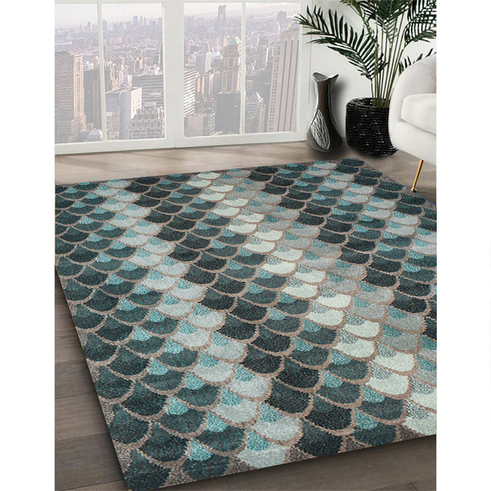 Contemporary Gunmetal Gray Modern Rug in Family Room, con1178