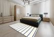 Contemporary Light Yellow Beige Solid Rug in a Bedroom, con1179