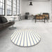 Round Machine Washable Contemporary Yellow Beige Rug in a Office, wshcon1181