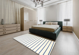 Contemporary Light Yellow Beige Solid Rug in a Bedroom, con1182