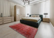 Machine Washable Contemporary Red Rug in a Bedroom, wshcon1183