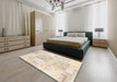 Contemporary Beige Modern Rug in a Bedroom, con1184