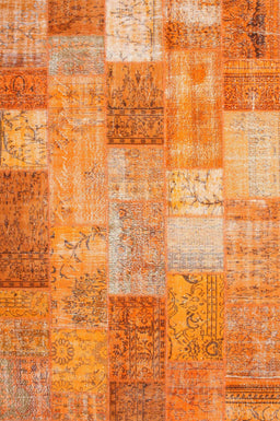 Contemporary Orange Red Patchwork Rug, con1185