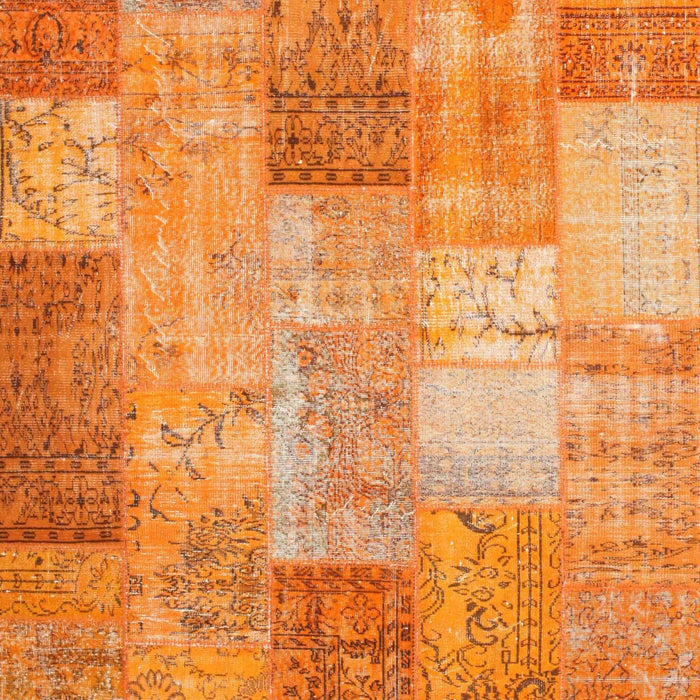 Contemporary Orange Red Patchwork Rug, con1185