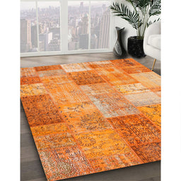 Machine Washable Contemporary Orange Red Rug in a Family Room, wshcon1185