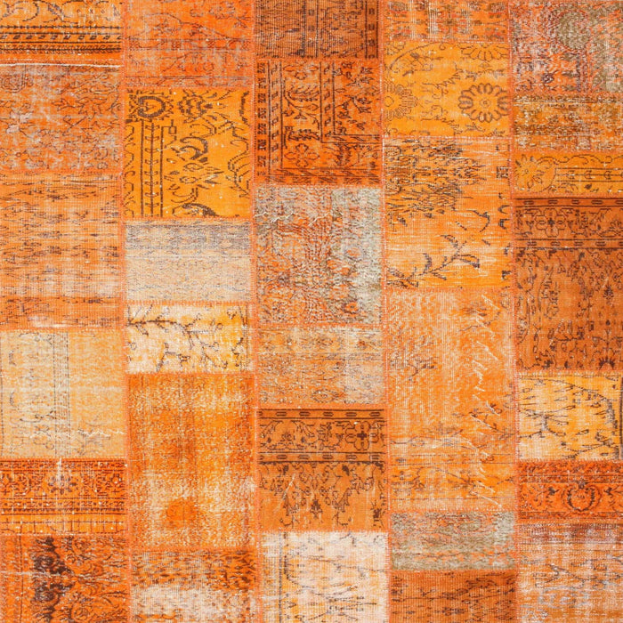 Square Contemporary Orange Red Patchwork Rug, con1185