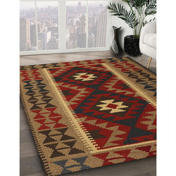 Contemporary Saffron Red Oriental Rug in Family Room, con1187