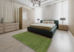 Machine Washable Contemporary Seaweed Green Rug in a Bedroom, wshcon118