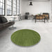 Round Machine Washable Contemporary Seaweed Green Rug in a Office, wshcon118