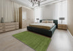 Contemporary Seaweed Green Modern Rug in a Bedroom, con118