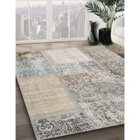 Contemporary Pale Silver Gray Patchwork Rug, con1190