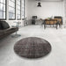 Round Contemporary Granite Gray Modern Rug in a Office, con1191