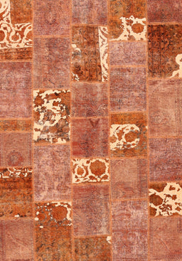 Contemporary Red Patchwork Rug, con1193