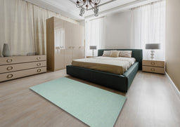 Contemporary Blue Green Modern Rug in a Bedroom, con1197