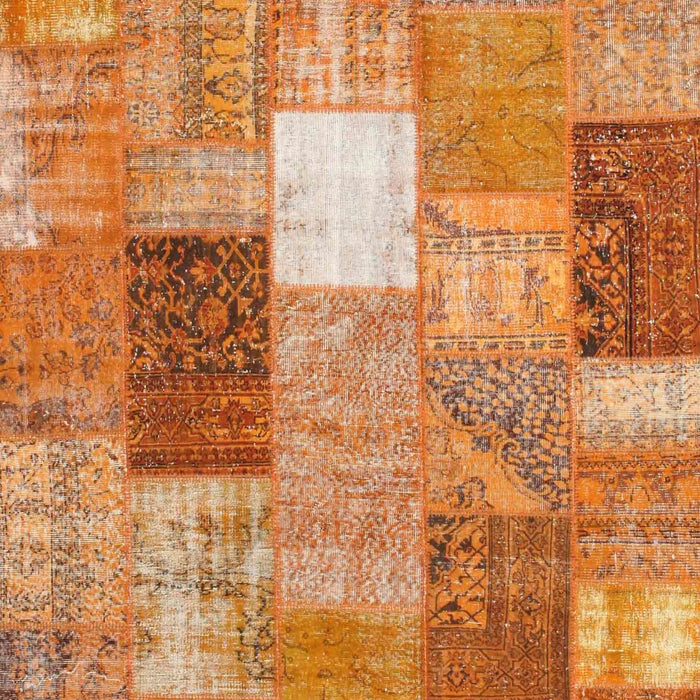 Contemporary Orange Red Patchwork Rug, con1198