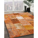 Contemporary Orange Red Patchwork Rug in Family Room, con1198