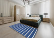 Contemporary Blue Modern Rug in a Bedroom, con1199