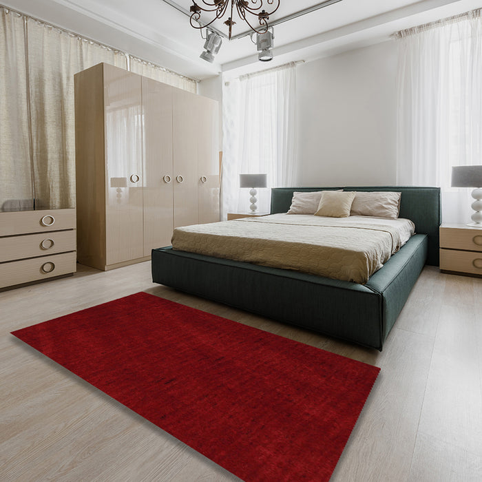 Machine Washable Contemporary Cranberry Red Rug in a Bedroom, wshcon11