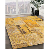 Contemporary Orange Patchwork Rug, con1201