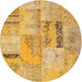 Sideview of Contemporary Orange Patchwork Rug, con1201