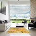 Square Contemporary Orange Patchwork Rug in a Living Room, con1201