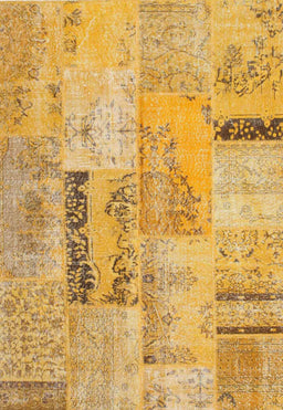 Contemporary Orange Patchwork Rug, con1201