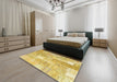 Contemporary Yellow Patchwork Rug in a Bedroom, con1202