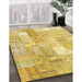 Contemporary Yellow Patchwork Rug in Family Room, con1202