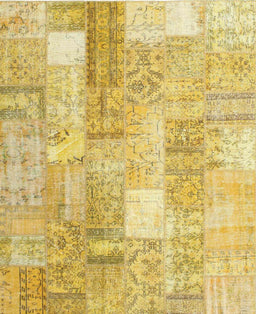 Contemporary Yellow Patchwork Rug, con1202