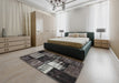 Machine Washable Contemporary Charcoal Black Rug in a Bedroom, wshcon1203