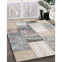 Contemporary Gunmetal Gray Patchwork Rug, con1204