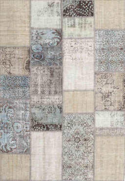 Contemporary Gunmetal Gray Patchwork Rug, con1204