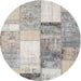 Sideview of Contemporary Gunmetal Gray Patchwork Rug, con1204